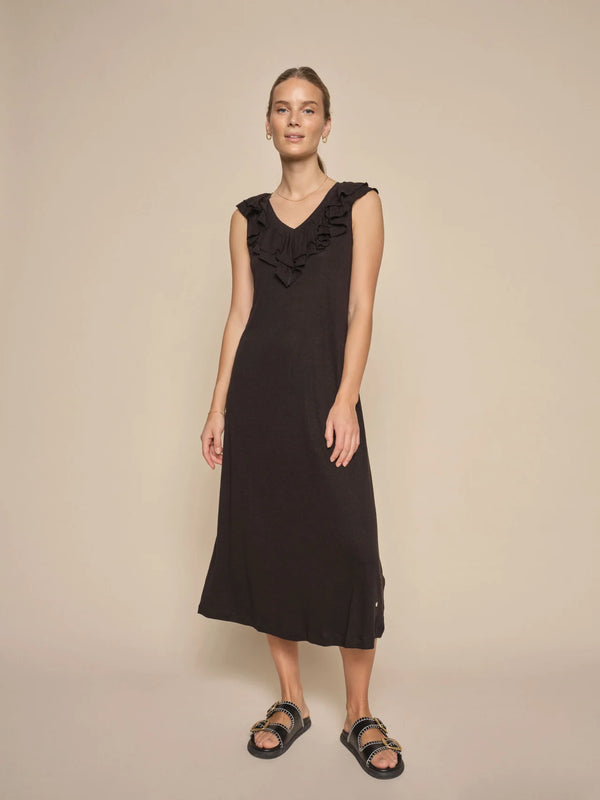 Idris Flounce Dress Black