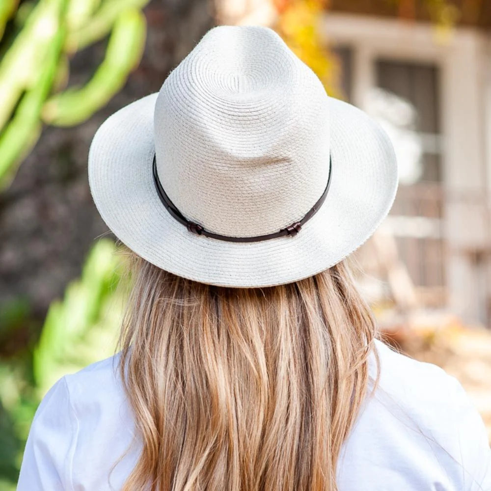 Borsalino Hat Leather Strap Off White