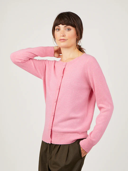 Cocoa Crew Neck Cardigan Rose Quartz