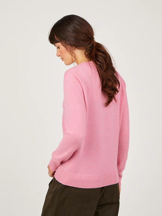 Cocoa Crew Neck Cardigan Rose Quartz