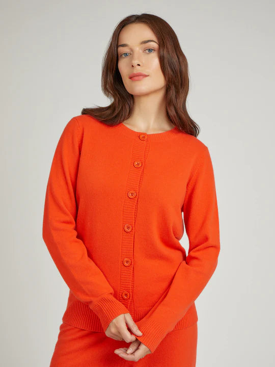 Cocoa Crew Neck Cardigan Papaya