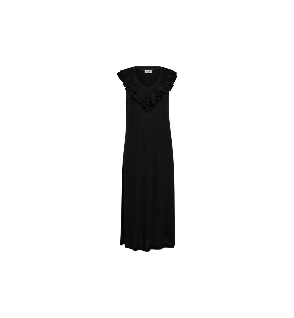 Idris Flounce Dress Black