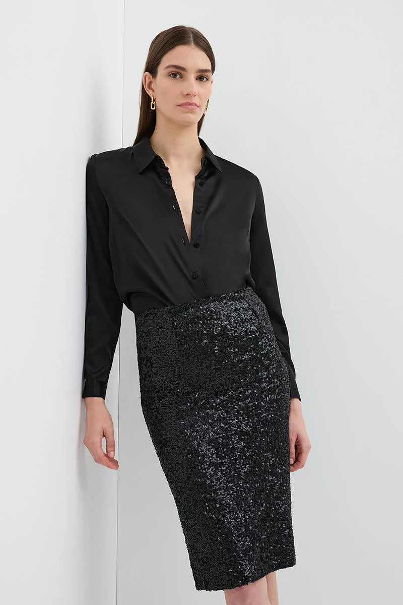 Sequin Pencil Skirt Black