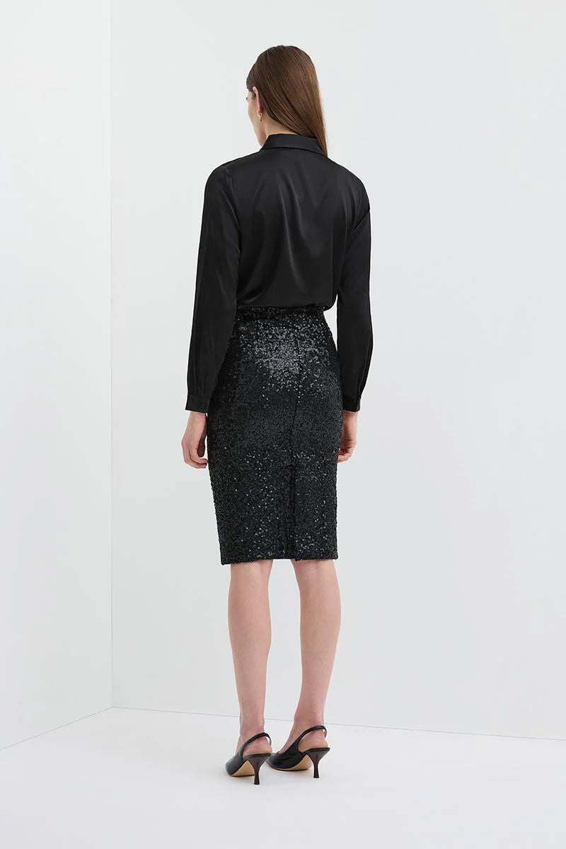 Sequin Pencil Skirt Black