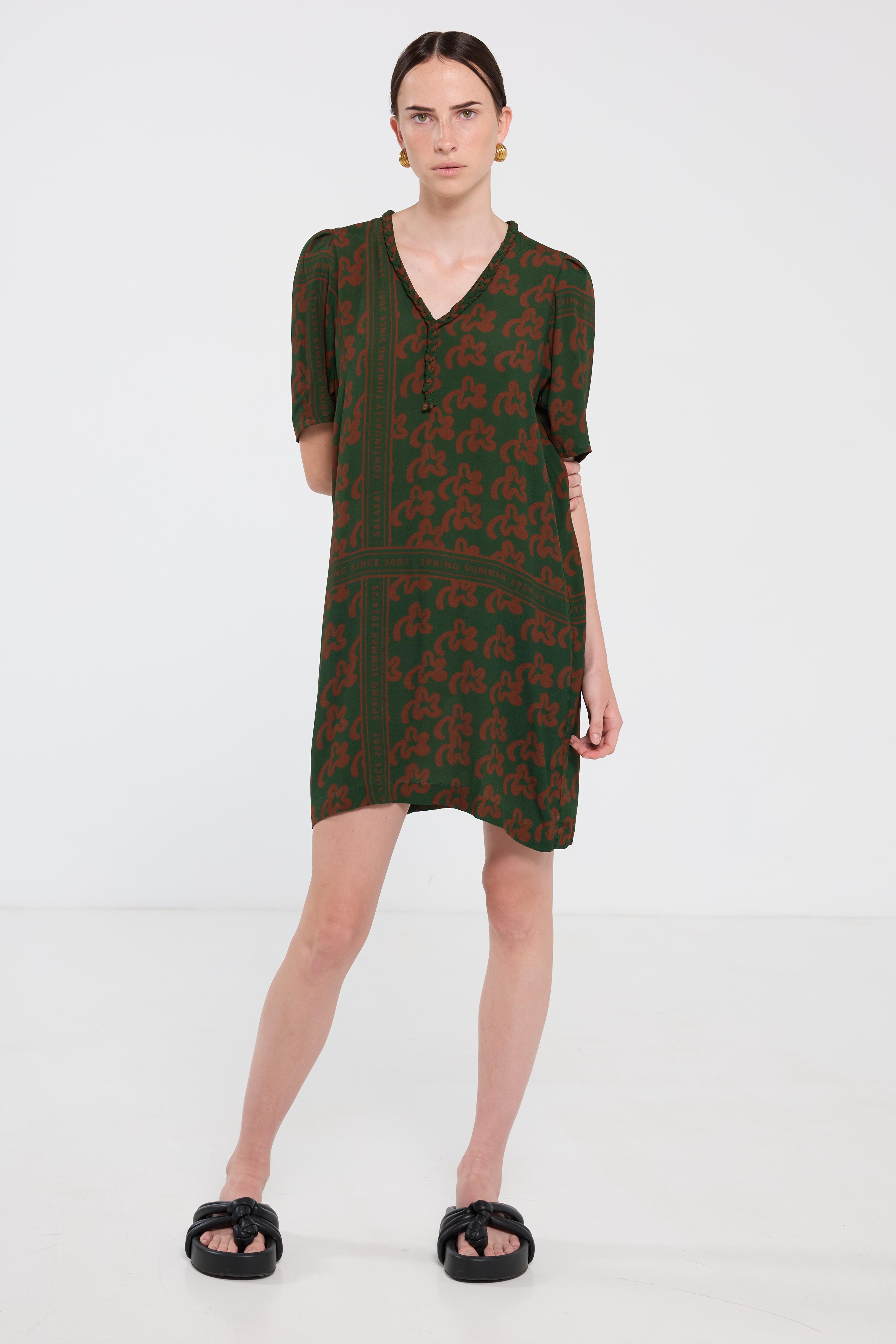 Plantation Shift Dress Green Pop Plam