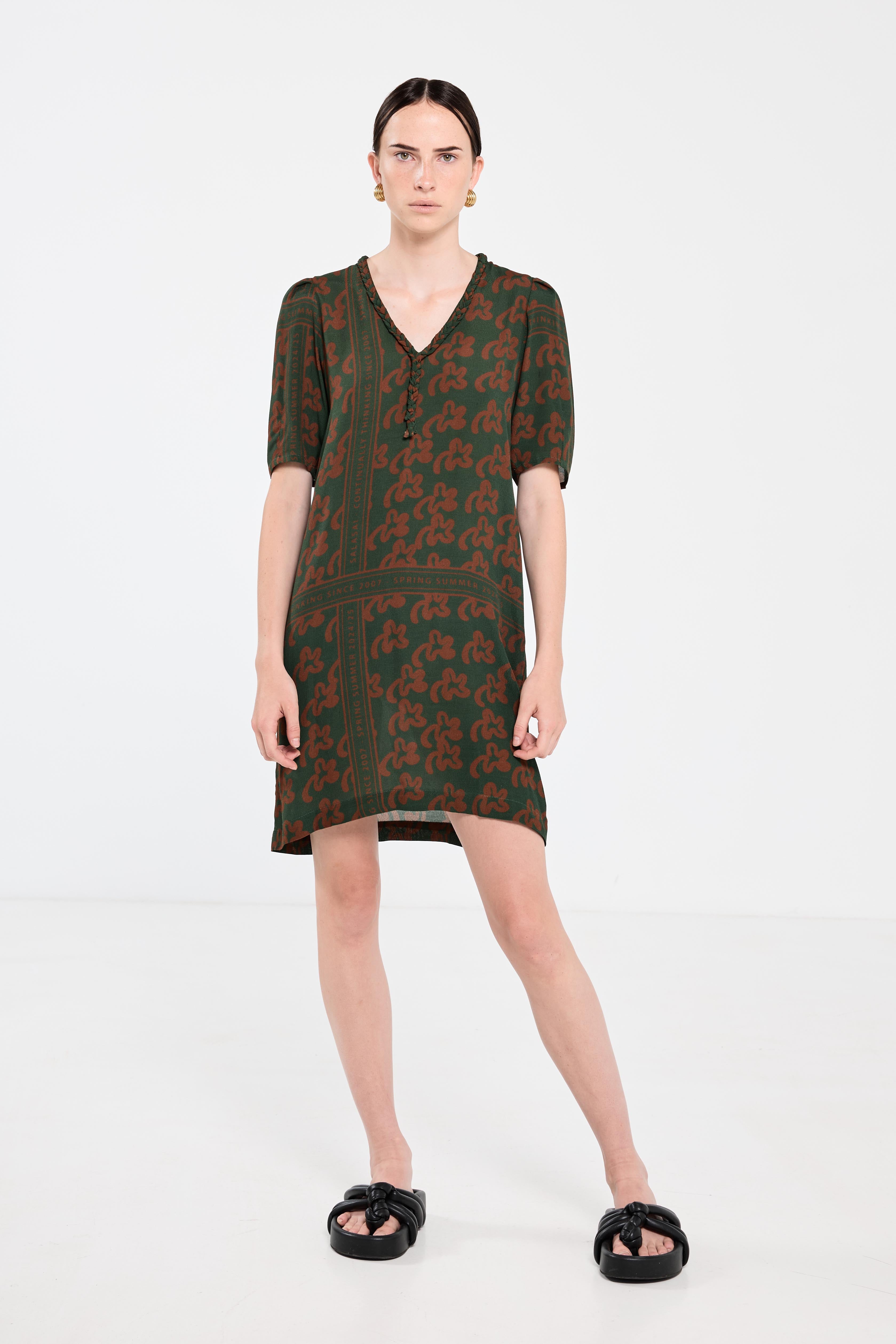 Plantation Shift Dress Green Pop Plam