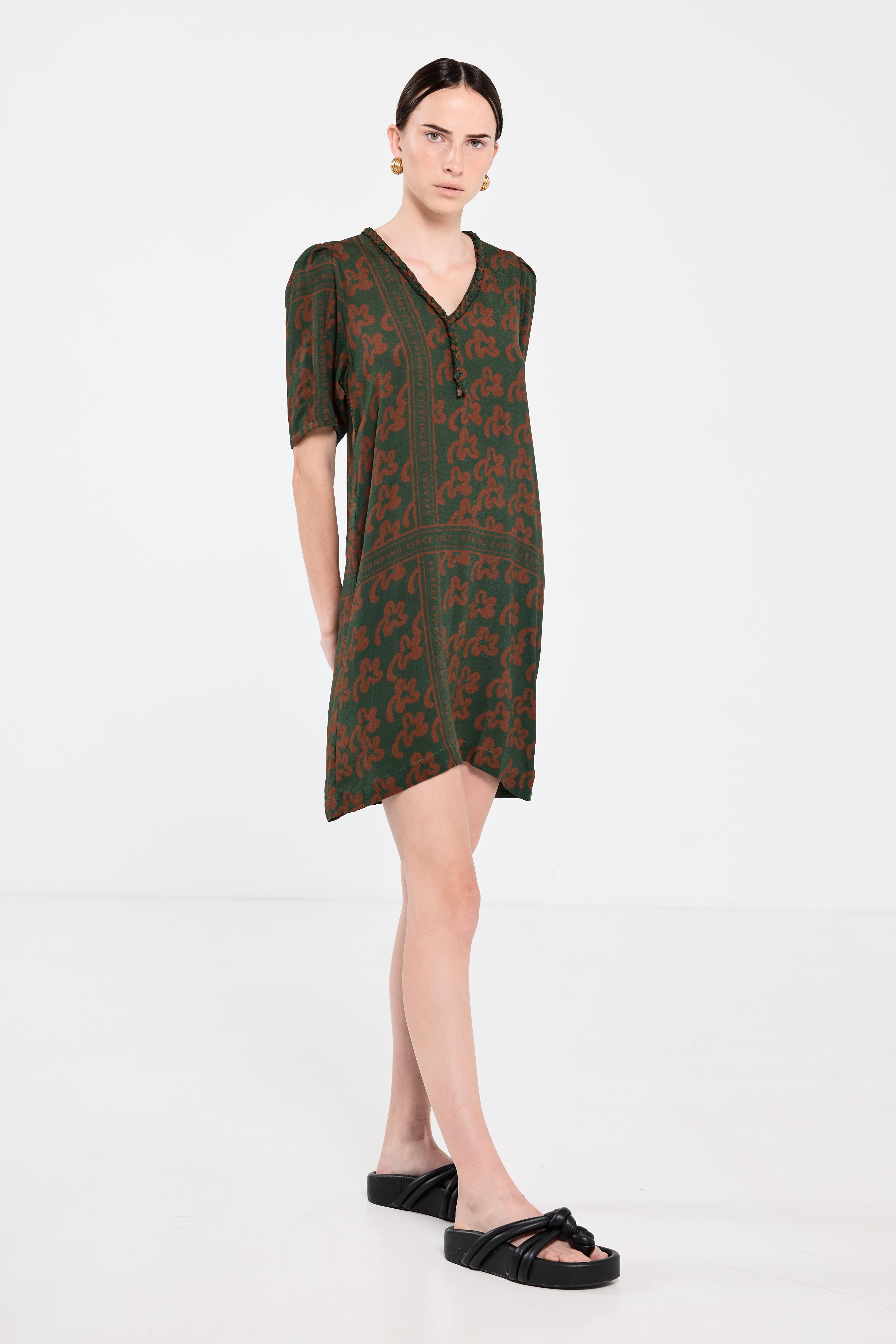 Plantation Shift Dress Green Pop Plam