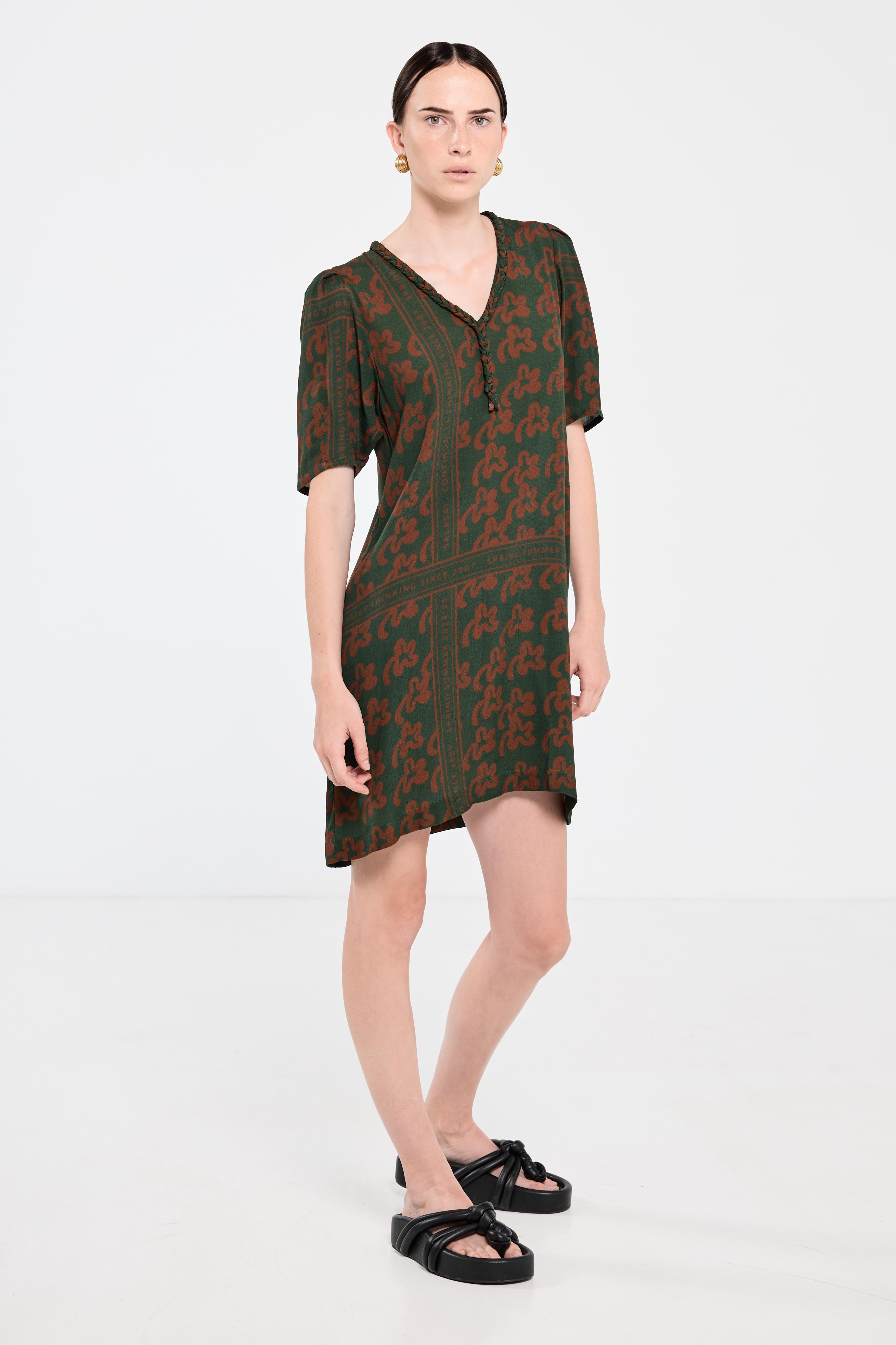 Plantation Shift Dress Green Pop Plam