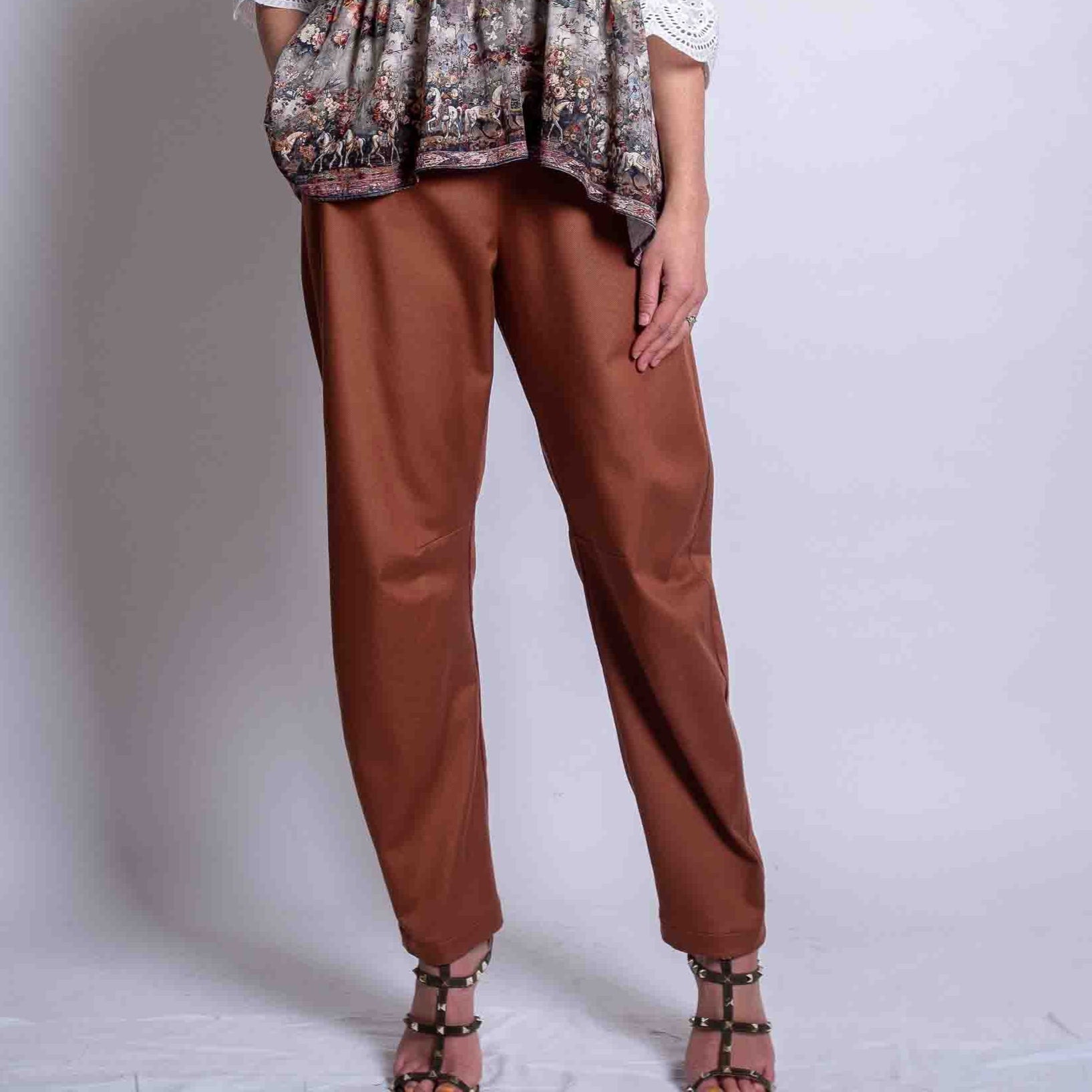 Rust Shaped Trousers Viscose Tencel Spandex