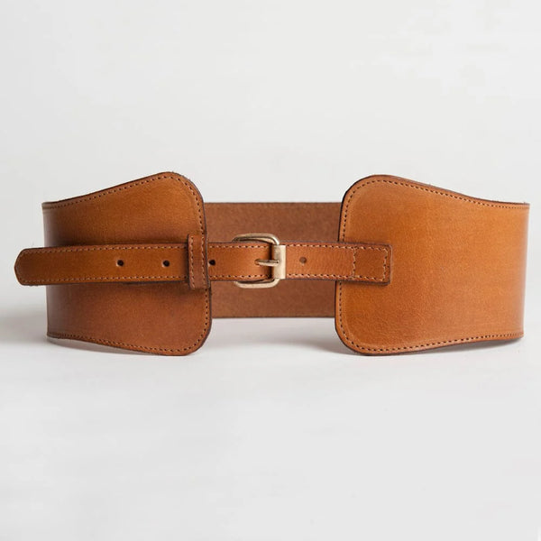 Felix Wide Leather Belt Tan S