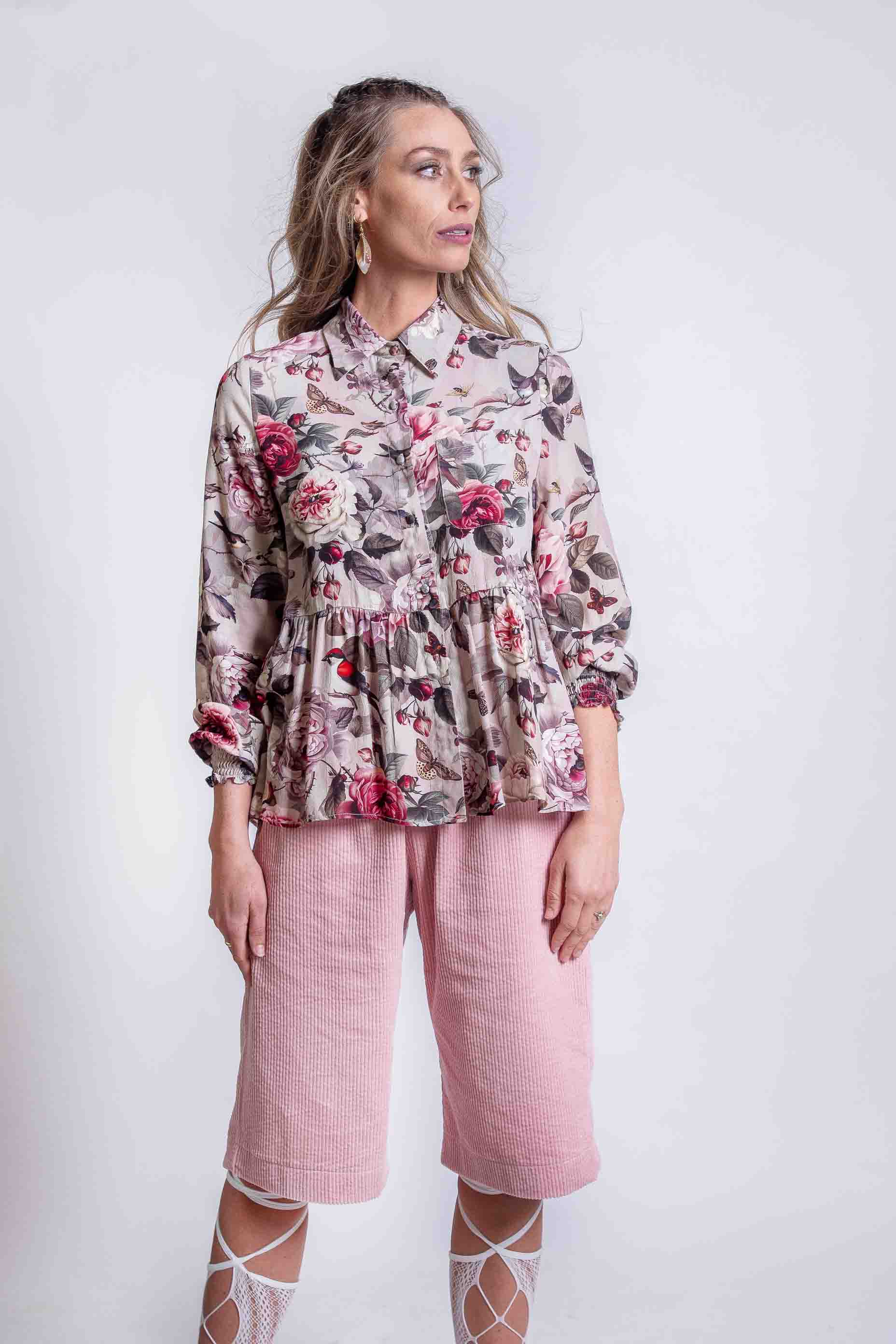 Smokey Floral Frill Blouse Viscose